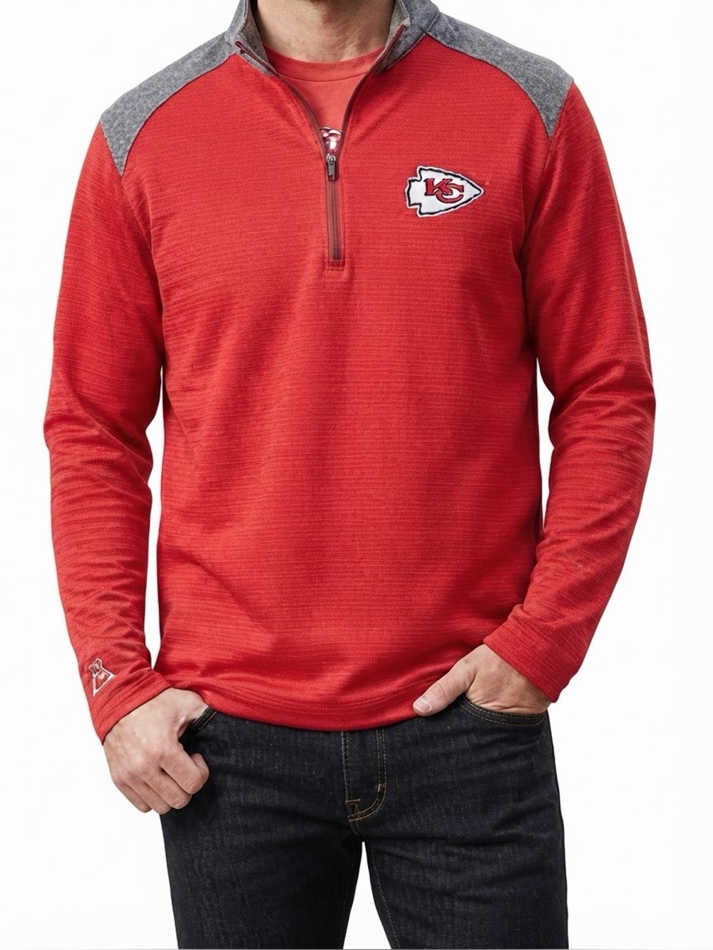 Kansas City Chiefs NFL Antigua 1/4 Zip Red Pullover Jacket Shirt Medium